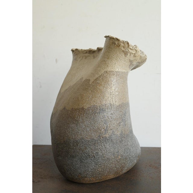 Contemporary Japanese Ceramic Vase / Sculptural Twisted Form / Abstract /Po391 For Sale - Image 4 of 17