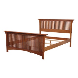 Stickley Cherry Queen Size Prairie Mission Bed For Sale