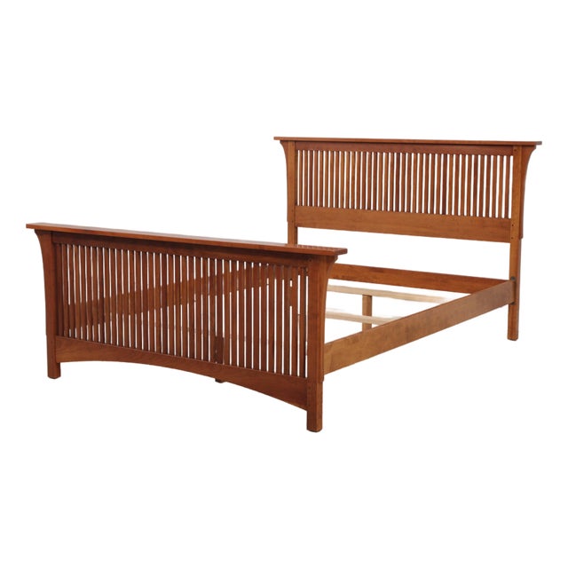 Stickley Cherry Queen Size Prairie Mission Bed For Sale