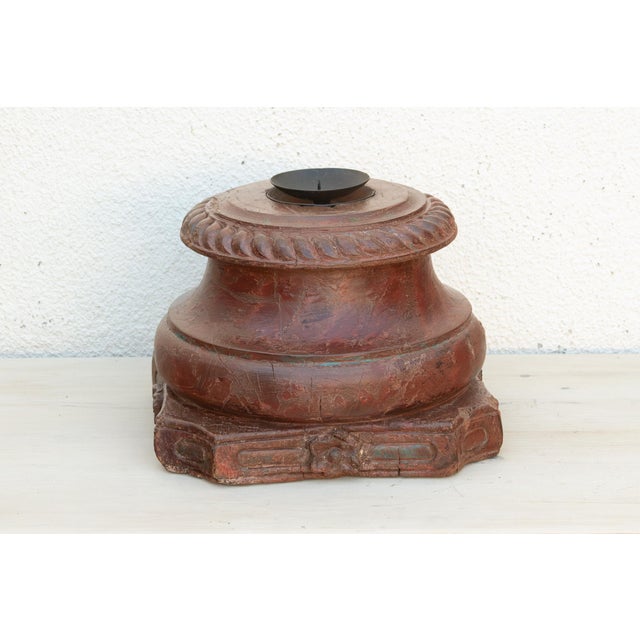 Antique Teak Rounded Rosette Pedestal For Sale In Los Angeles - Image 6 of 9
