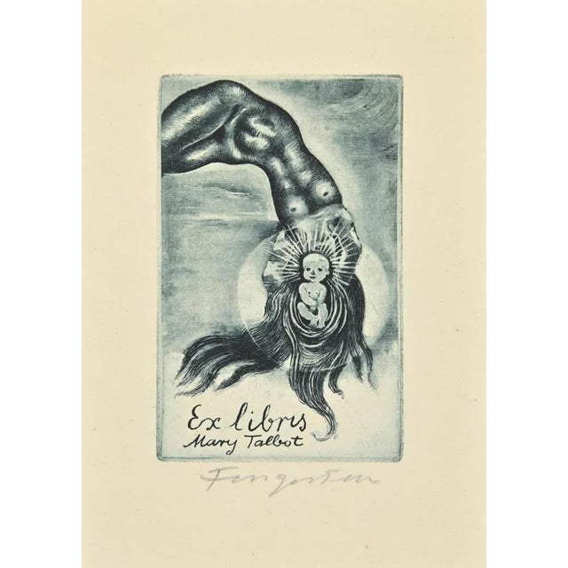 Ex Libris - Mary Talbot is an Etching print created by Michel Fingesten. Hand Signed on the lower right margin. Good...