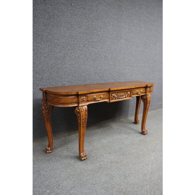 Late 20th Century Karges Walnut Carved Console Table For Sale - Image 5 of 16