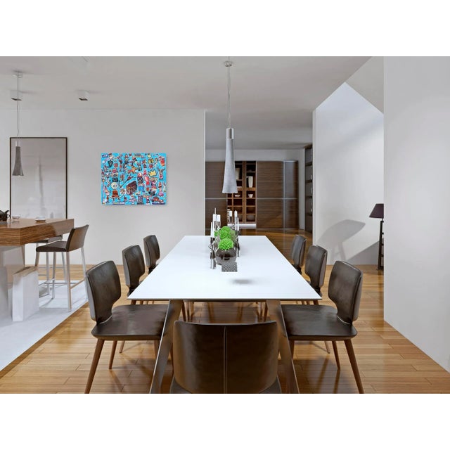 Textile Contemporary Pop Art Mixed Media Painting "Daily Life" Original Artwork by Tommy Lennartsson For Sale - Image 7 of 8