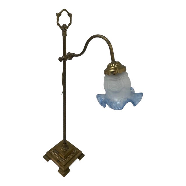 Art Nouveau Table Lamp with Glass For Sale