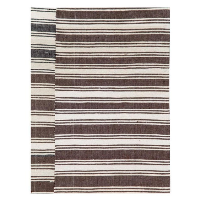 Modern Galerie Shabab Collection Mid-20th Century Turkish Flat-Weave Kilim Accent Rug in Brown, Cream, & Black For Sale - Image 3 of 10