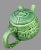Contemporary Vintage Glazed Pottery "Porta" Portugal Green Embossed Vine Tea Pot With Strainer For Sale - Image 3 of 6