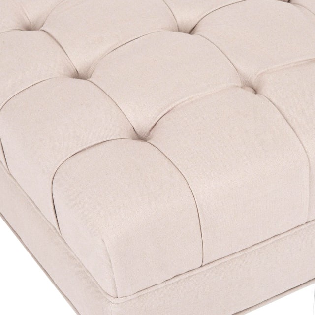 Modern Tufted Cocktail Ottoman, Taupe & Espresso For Sale - Image 3 of 6