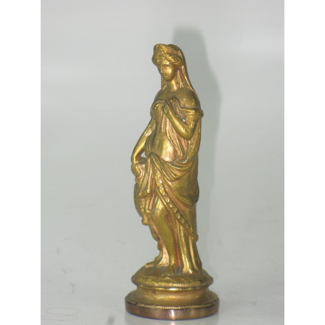 Neoclassical Neoclassical Lady Statue Antique Gold-Plated Spelter Gilded Sculpture Fennel, Clock Part For Sale - Image 3 of 15