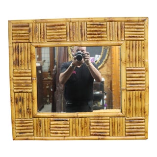 Mid-Century Modern Faux Bamboo Wall Mirror For Sale
