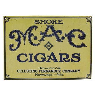 Vintage M.A.C. Cigars Sign For Sale