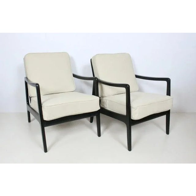 Early Ole Wanscher Ebonized Mahogany Lounge Chairs, 1950's - A Pair For Sale - Image 6 of 13
