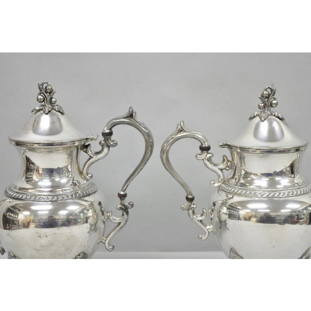 Vintage Birmingham English Art Nouveau Silver Plated Tea Service - 5 Pc Set For Sale - Image 4 of 17