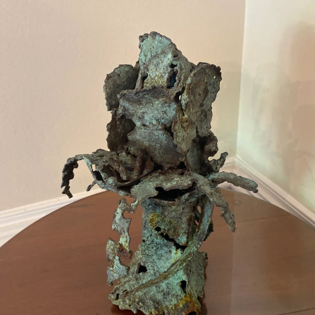 Early 21st Century Bronze Artist Made Brutalist Style Flower Sculpture For Sale - Image 4 of 9