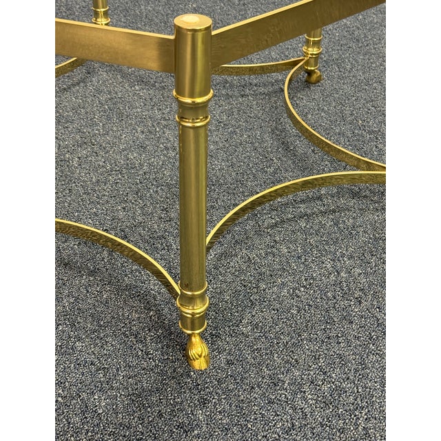 1970s Vintage Labarge Hexagonal Brass and Glass Coffee Table For Sale - Image 5 of 10