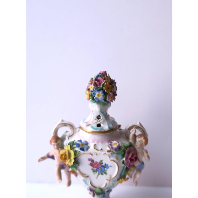 Ceramic Porcelain Potpourri Urn in the Rocco Style, ca. 19th century For Sale - Image 7 of 12