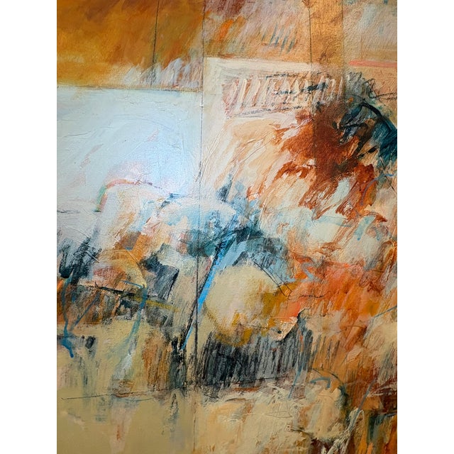 Large Vintage Abstract Oil Painting Earth Tone Modern Signed & Framed Wall Art For Sale - Image 12 of 17