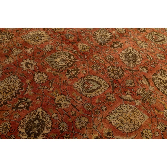 11 X 14 Allover Antique Tabriz Persian Wool Rug Handmade in Burnt Orange For Sale - Image 9 of 9