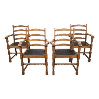 Vintage Medieval Chairs in Oak, Set of 4 For Sale
