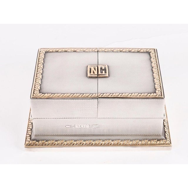 Blue Antique Sterling Silver Playing Card Box Casket from Asprey, 1912 For Sale - Image 8 of 18