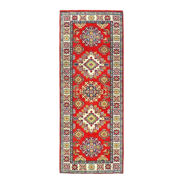 Pasargad DC Red Color Fine Hand Knotted Kazak Runner Rug For Sale