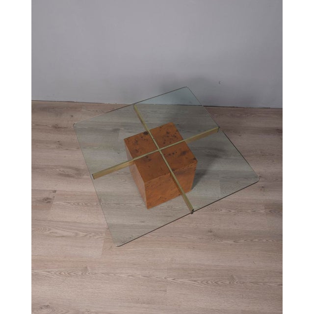 Mid-Century Modern Vintage Italian Briar and Glass Coffee Table, 1970s For Sale - Image 3 of 11