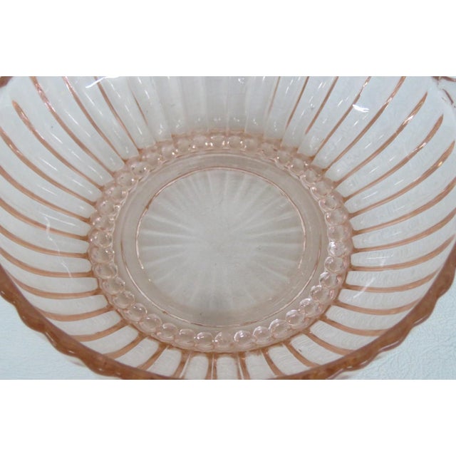 1930s Anchor Hocking Queen Mary Small Handled Serving Bowl Pink Depression Glass For Sale - Image 12 of 13