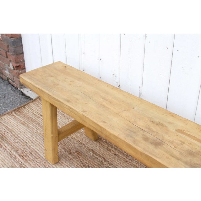 Asian Rustic Bleached Wood Bench For Sale In Los Angeles - Image 6 of 11