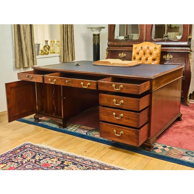 Large English Double-Sided Writing Desk For Sale - Image 15 of 16