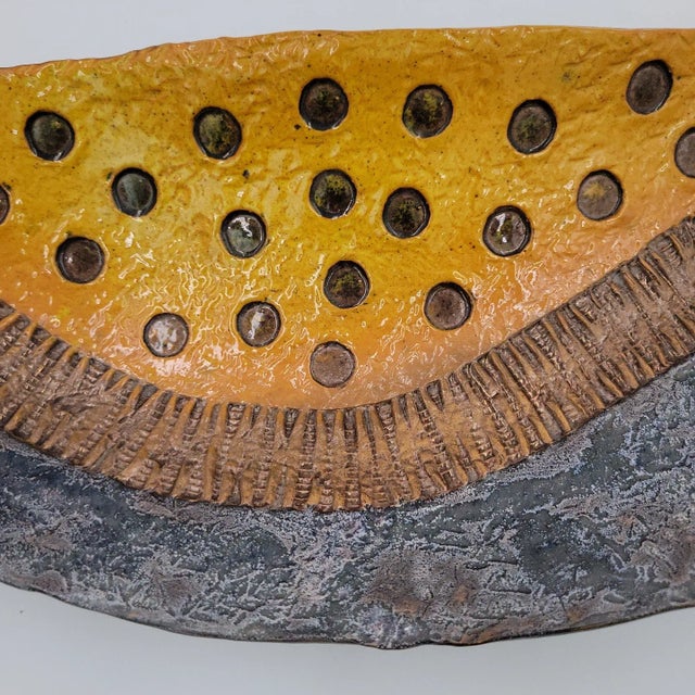 Early 21st Century Lithuanian Artist Neringa Aruliene Ceramic Art Footed Textured Glazed Console Display Bowl For Sale - Image 10 of 13