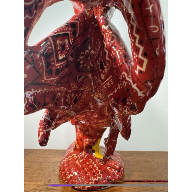 Ceramic Large Porcelain Rooster Figurine Red Paisley Bandana Farmhouse Country Decor For Sale - Image 7 of 14