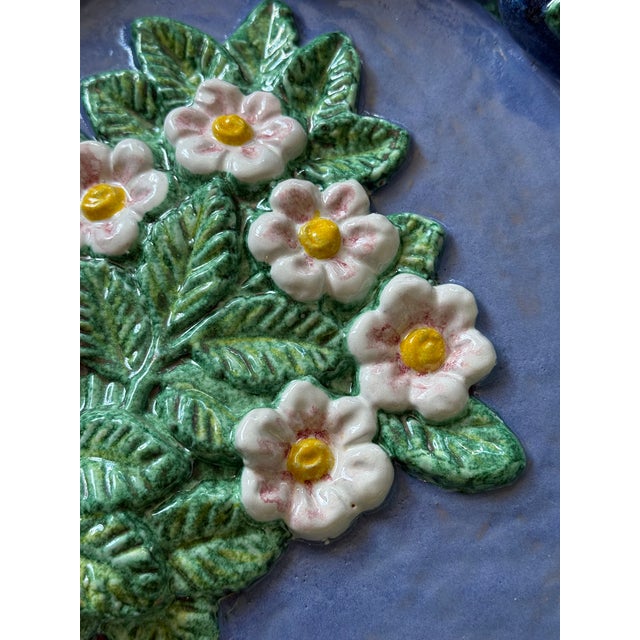Large Vintage Italian Majolica Della Robbia-Style Fruit Garland Wall Charger, Floral Center, Marked Italy For Sale - Image 12 of 14
