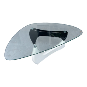 1990s Sculptural Black & White Glass Coffee Table in the Style of Noguchi