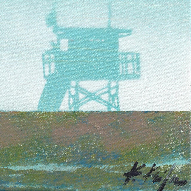 Textile Seafoam Summer - Original Coastal Beach Landscape Acrylic Painting on Canvas For Sale - Image 7 of 9