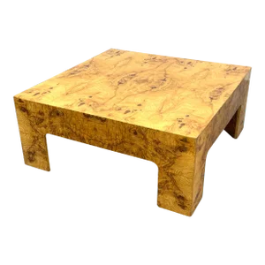 Mid 20th Century Vintage Milo Baughman Style Burl Wood Coffee Table