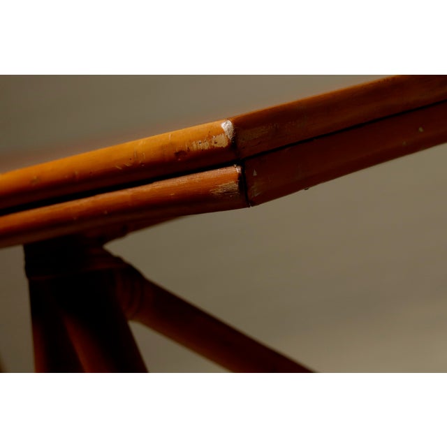 Mid-Century Modern Italian Trestle Dining Table in Bamboo and Rattan, 1970s For Sale - Image 6 of 15