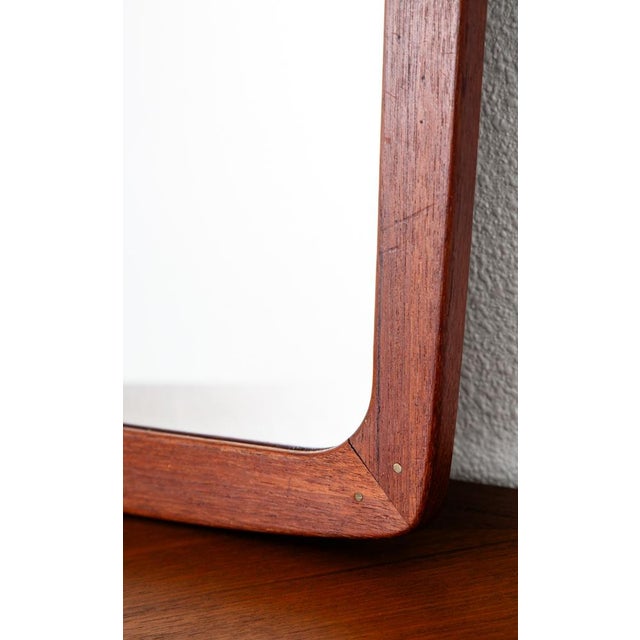 1960s Mid Century Danish Modern Mirror Wall Hanging Bathroom Solid Teak Abstract MCM For Sale - Image 5 of 12