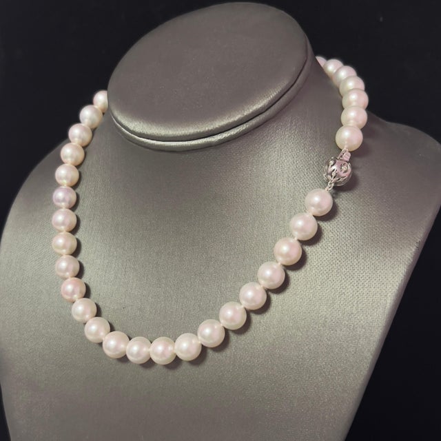 Akoya Pearl Diamond Necklace 16" 18k Gold 10 mm Certified For Sale - Image 10 of 11