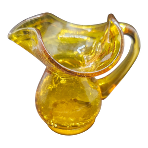 Vintage Amber Crackle Glass Mini Pitcher/Vase