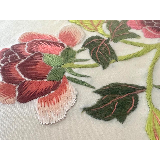 1950s Mid-Century Chinese Embroidered Silk Artwork with Peacock, 1950s For Sale - Image 5 of 9