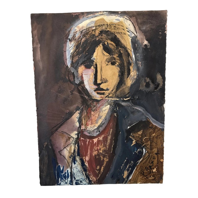 Phil Saxon Unframed Mixed Media on Paper For Sale