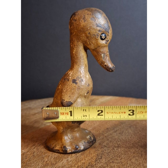 Antique Cast Iron Standing Duck Paperweight Attributed to Hubley C. 1920s Original Paint For Sale - Image 13 of 14