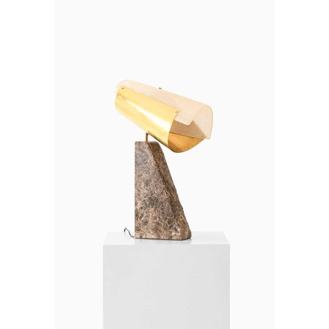 Lorian Table Lamp in Brass, Fabric and Marble by Erik Bratsberg, 2021 For Sale - Image 6 of 12