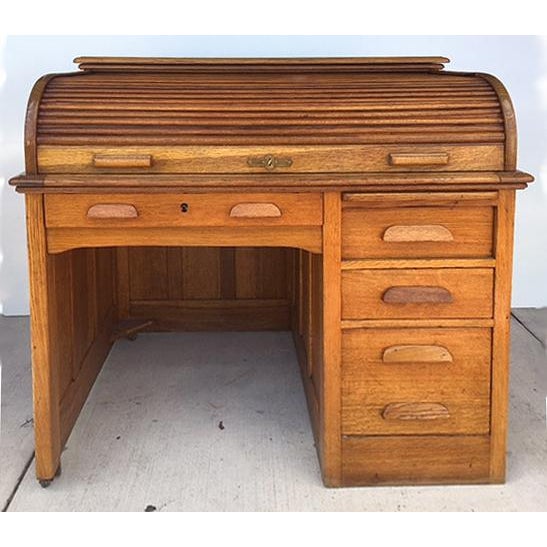 Antique Oak Tambour RollTop Desk Chairish
