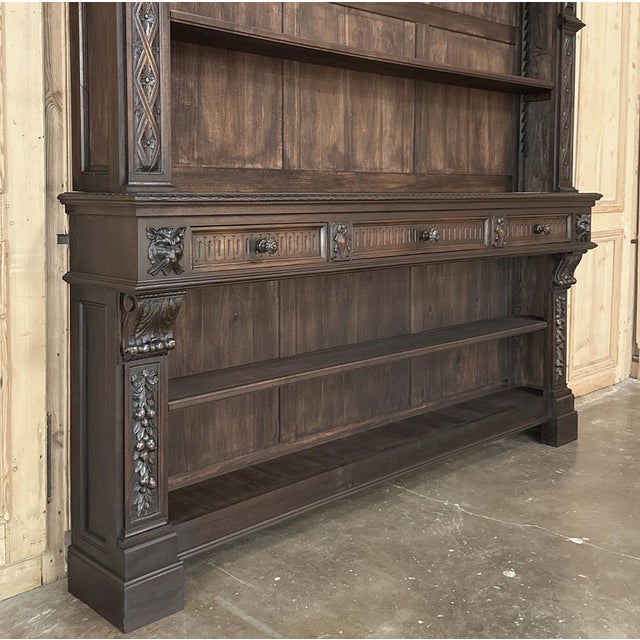 Burnt Umber Grand Antique French Renaissance Walnut Bookcase For Sale - Image 8 of 16