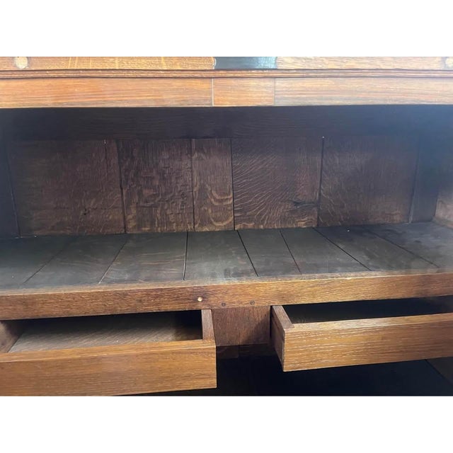 1900-1909 Unique Carved Oak 2 Door Cabinet For Sale - Image 4 of 5