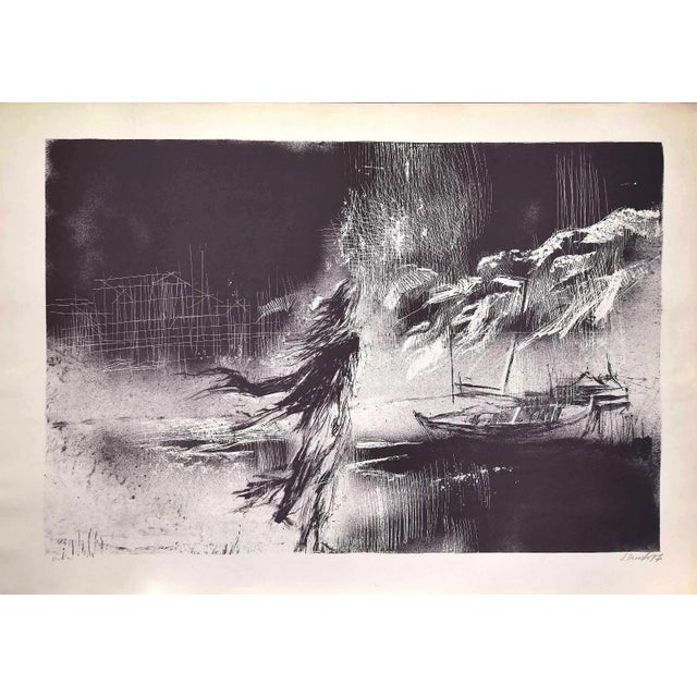 On the beach is an original lithograph realized by Nicola Simbari in 1977. Hand-signed on the lower right. Edition of 100...