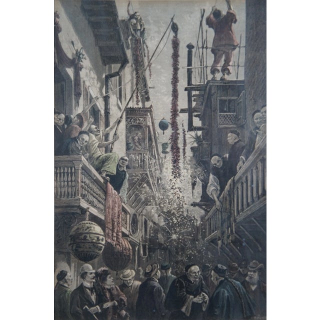 Late 19th Century Set of 3 Framed 19th C. Hand Colored Engravings Chinese Culture Harpers Weekly For Sale - Image 5 of 12