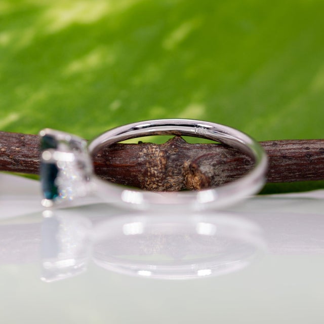 1ct Indicolite Tourmaline Ring With Earth-Mined Diamond Accents: Solid 14k Gold, Size 6.75 For Sale - Image 9 of 9