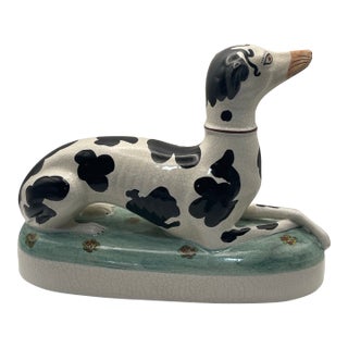 Mottahedeh Black and White Staffordshire Style Dog With Hare For Sale