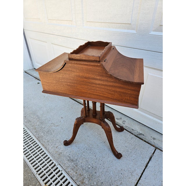 Mahogany Flip Top Side Table With Interior Storage For Sale - Image 9 of 15